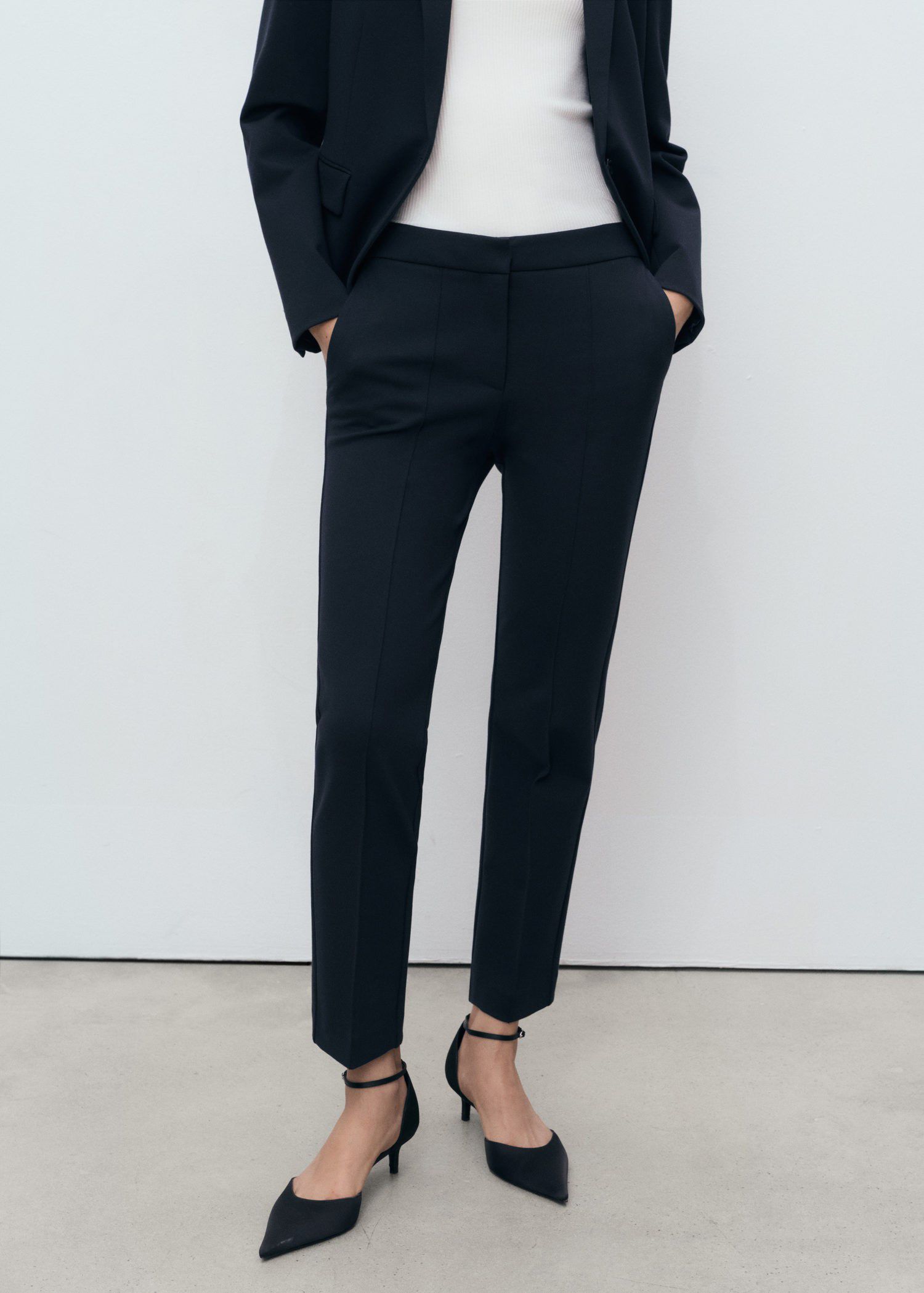 Straight mid-rise trousers