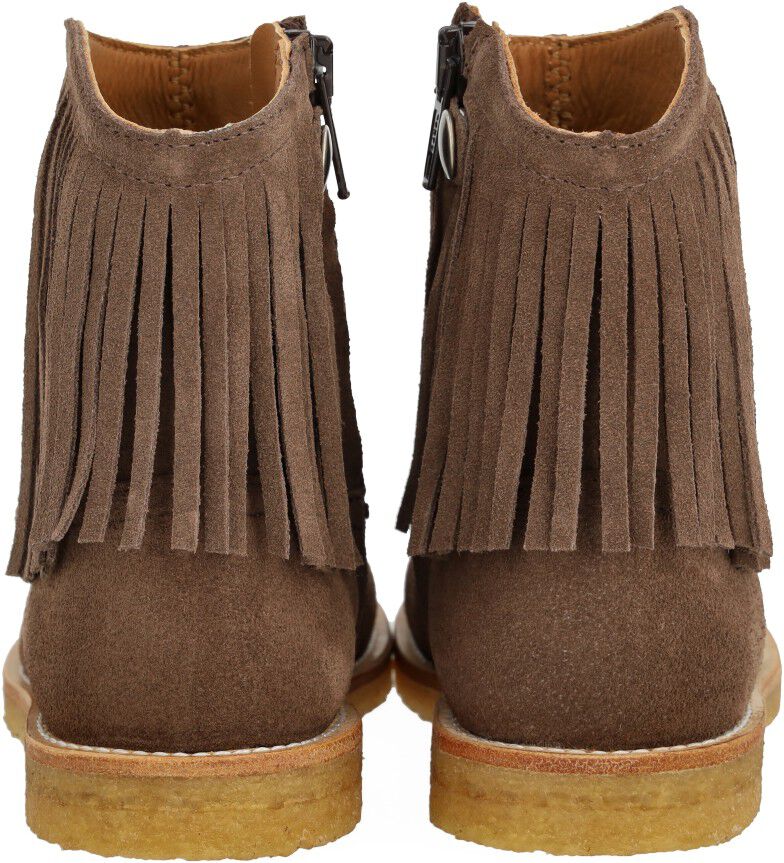 Cowboyst&oslash;vle med frynser og broderi