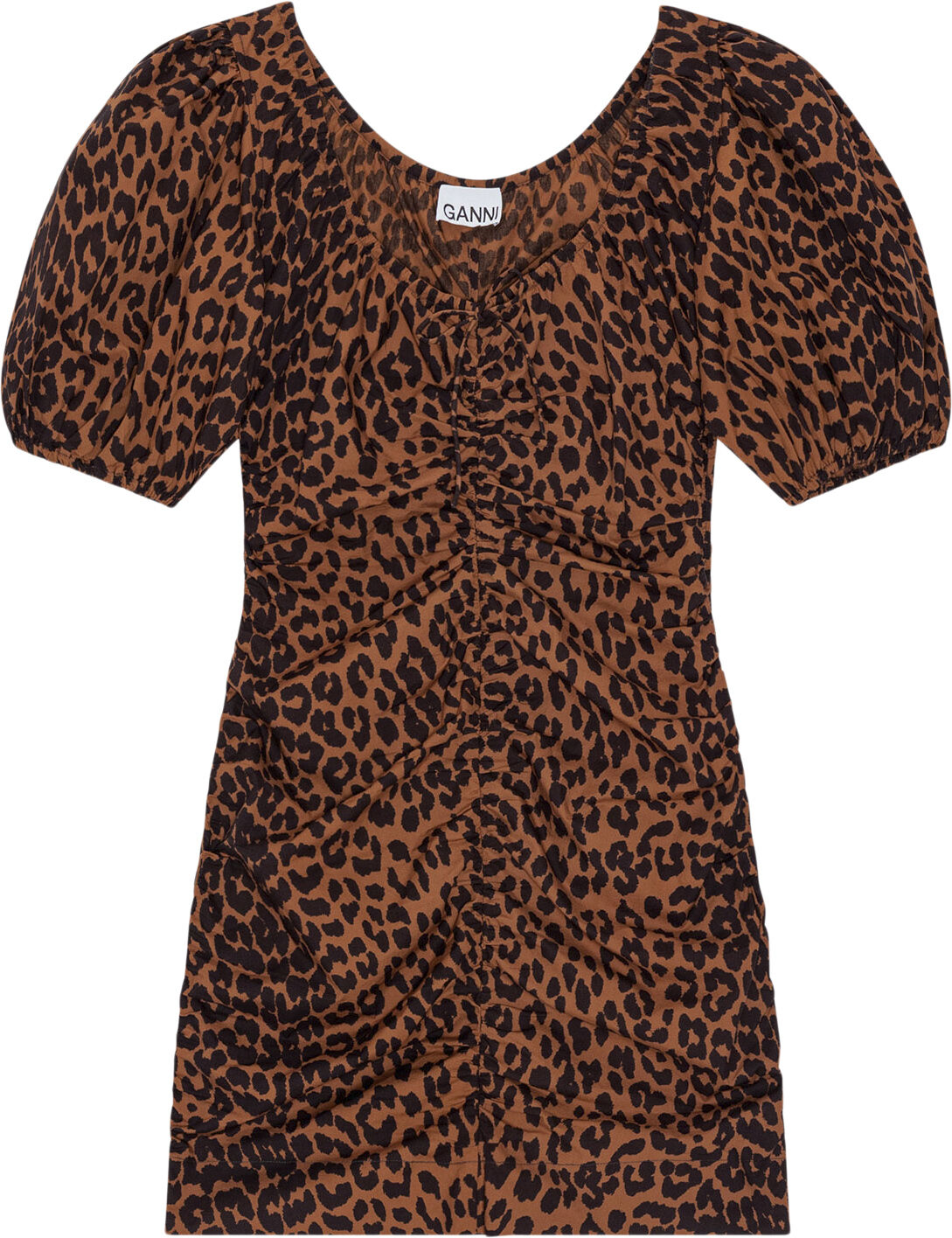 Printed Cotton Gathered U-neck Mini