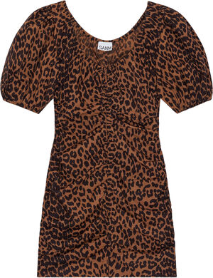 Printed Cotton Gathered U-neck Mini
