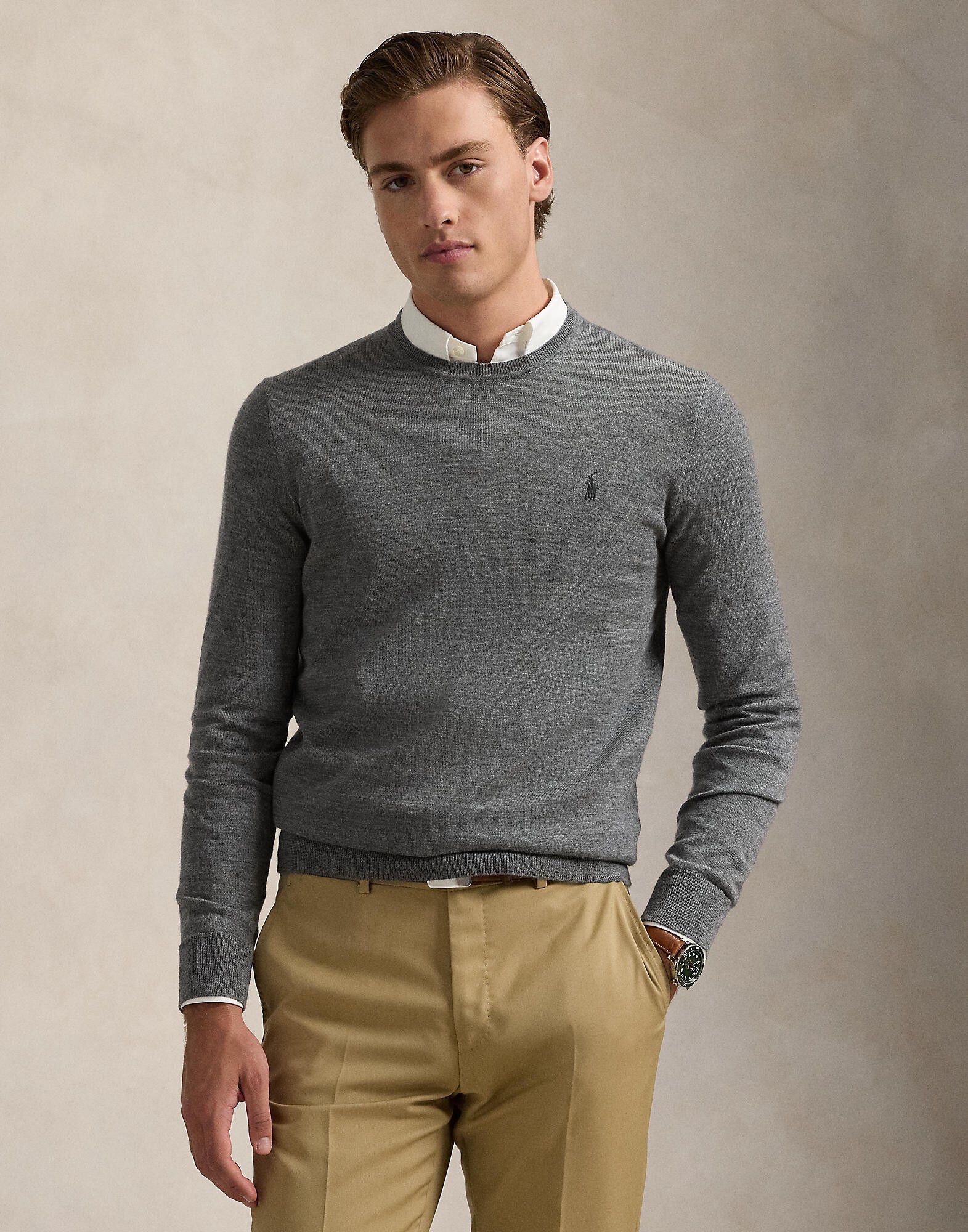 Slim Fit Washable Wool Crewneck Sweater