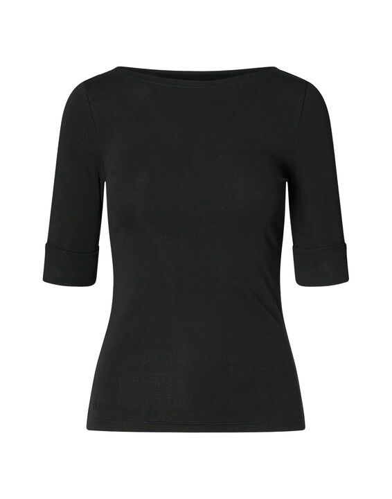 Stretch Cotton Boatneck Tee