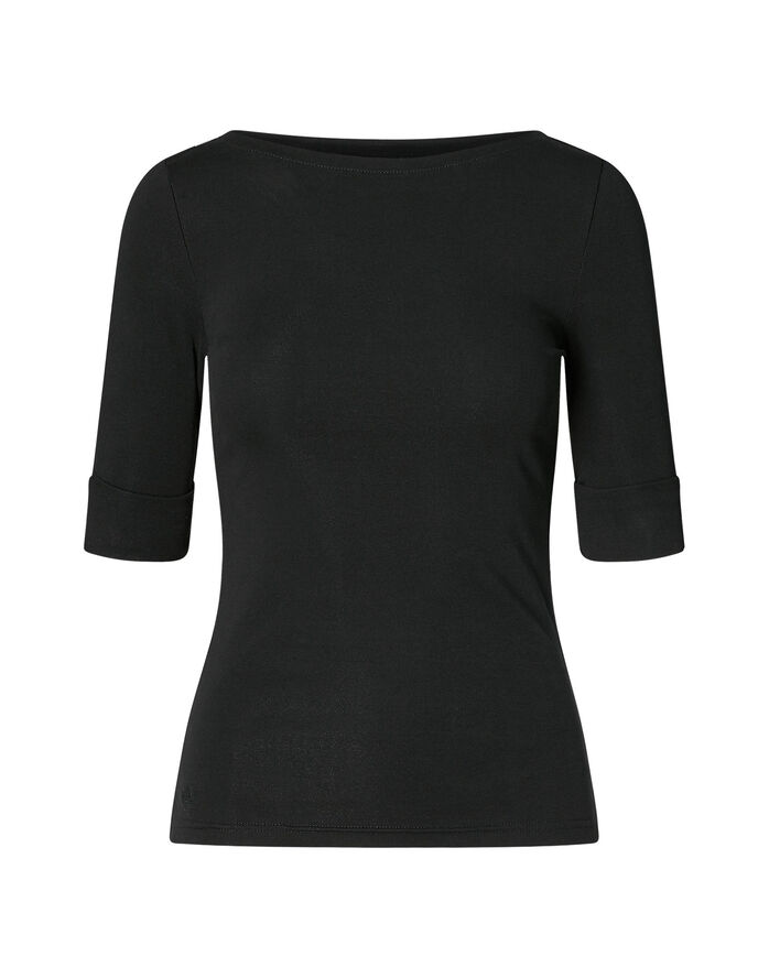 Stretch Cotton Boatneck Tee