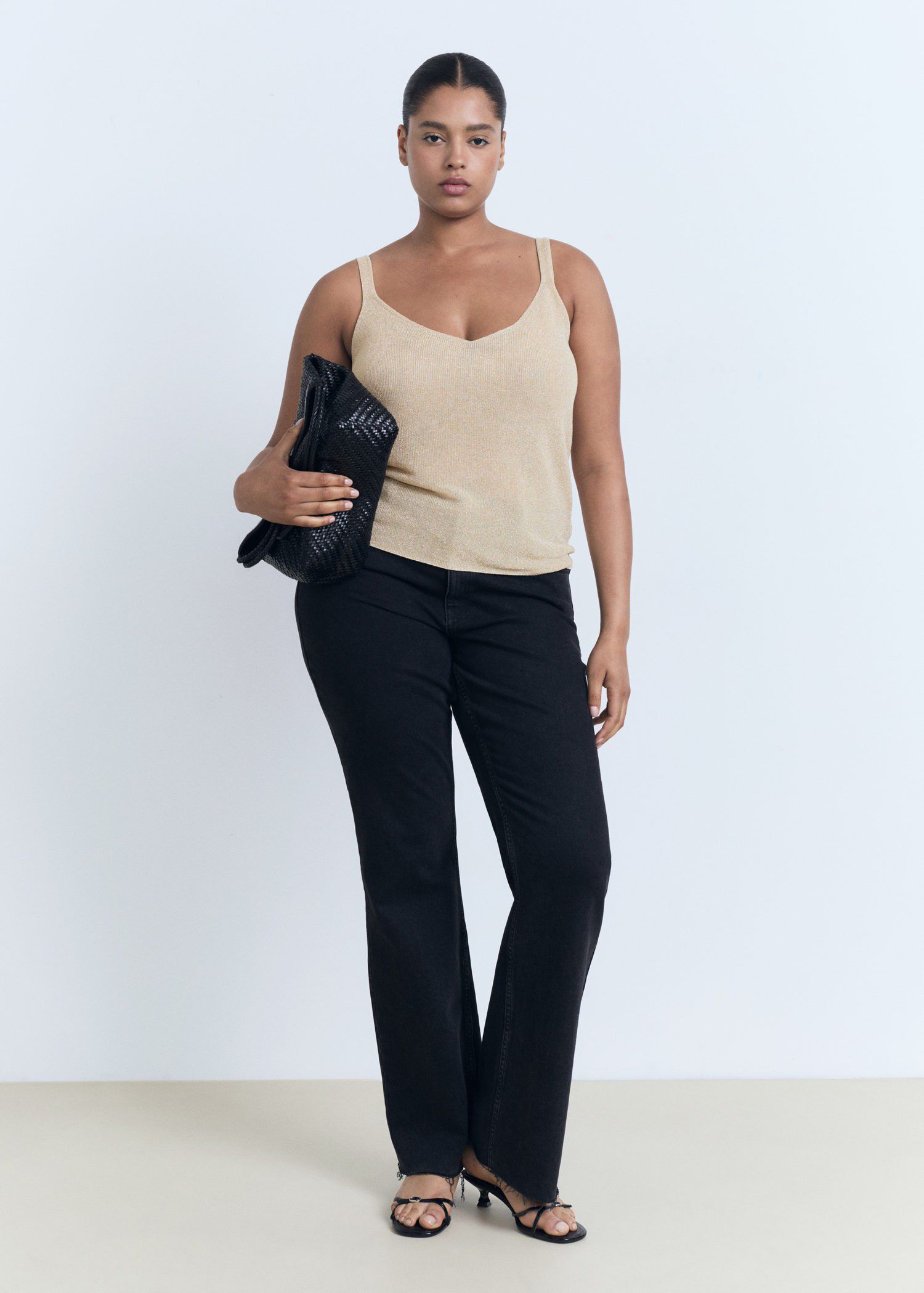 Lurex knitted V-neck top