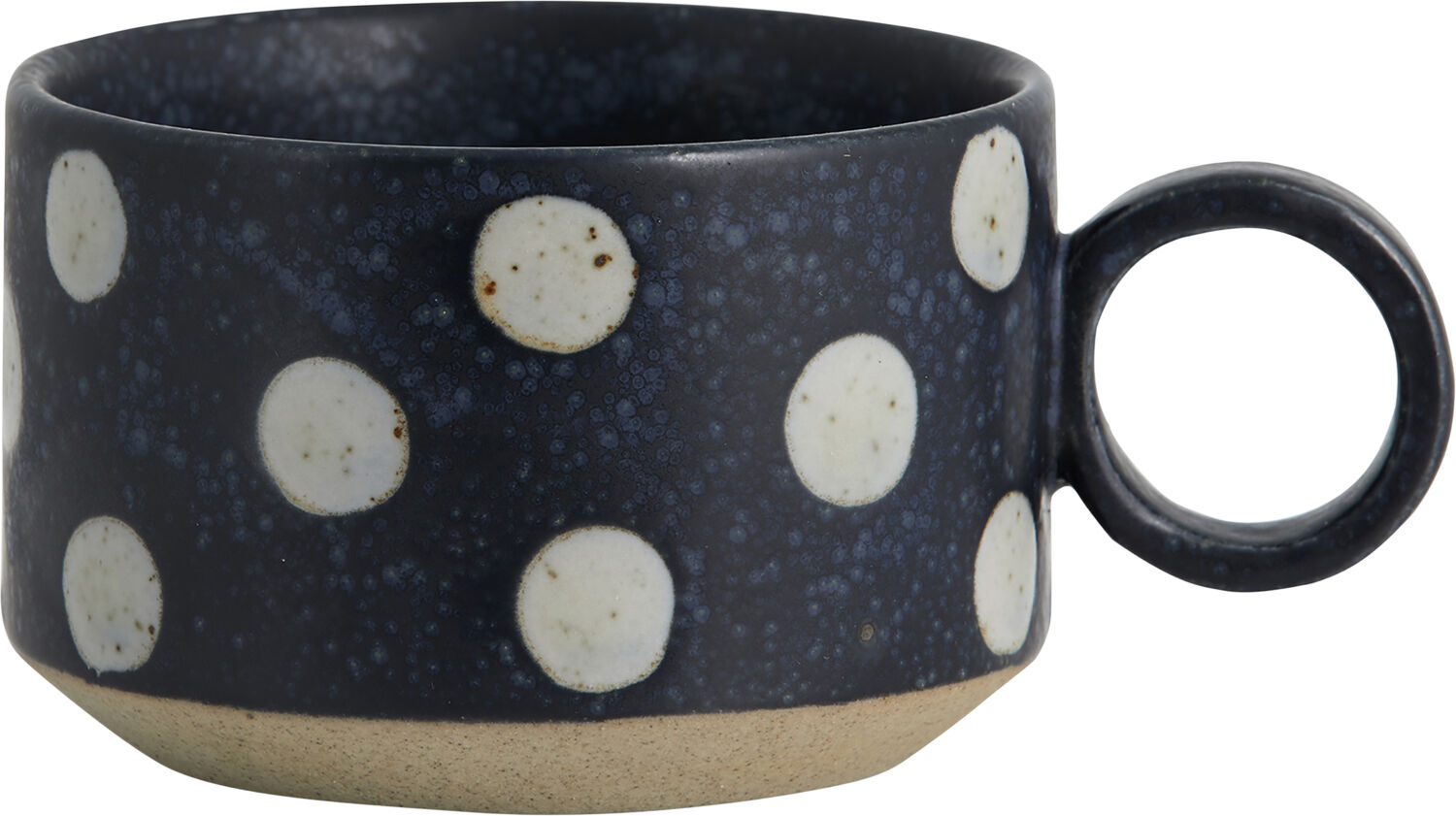 GRAINY tea cup w. handle, dark blue/sand