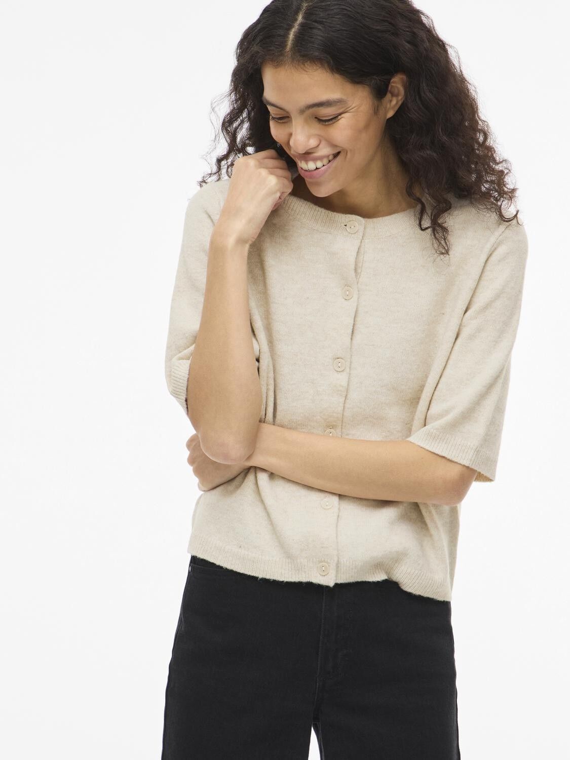 VILIGA 2/4 O-NECK KNIT CARDIGAN - N