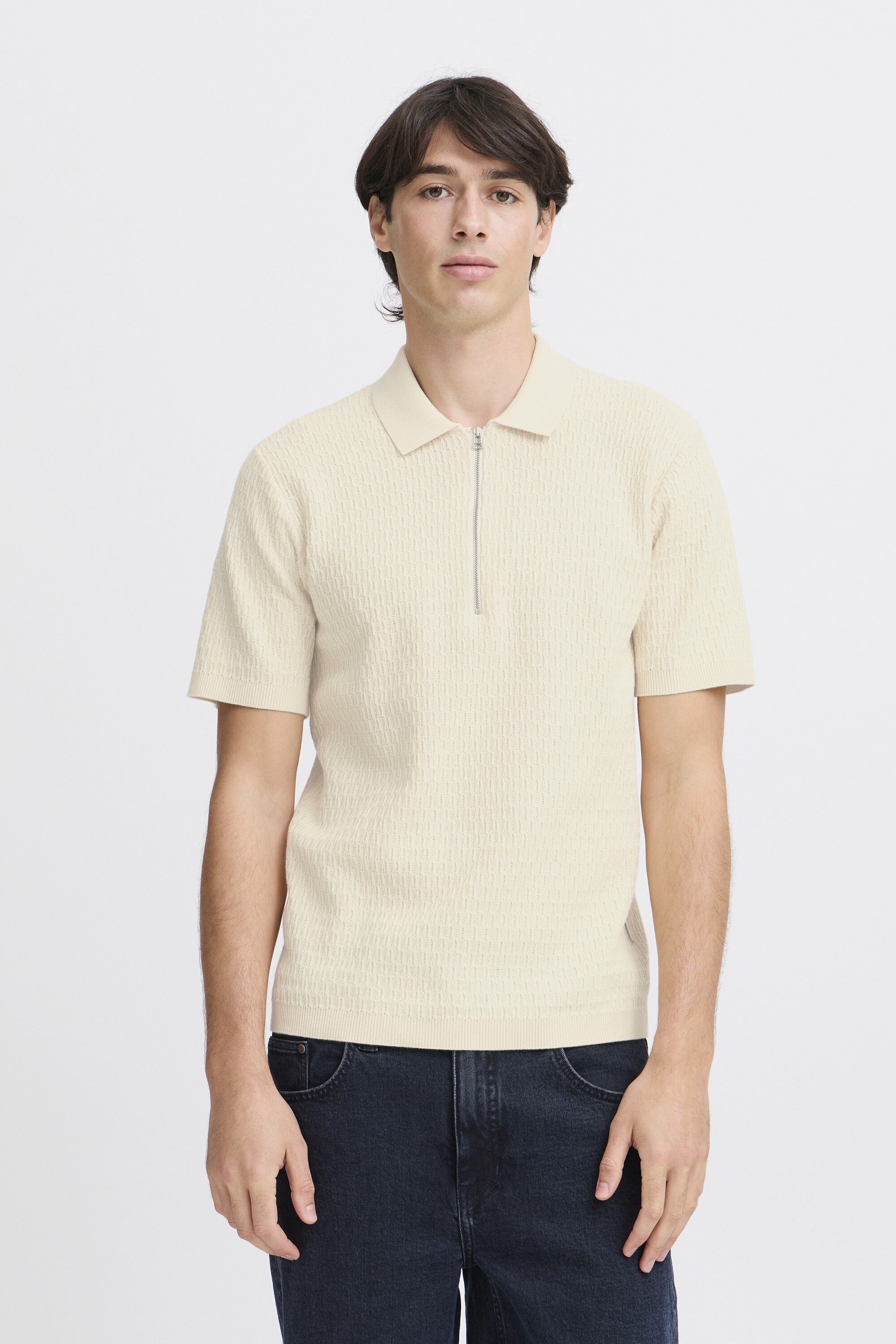 CFJOE SS structured polo knit