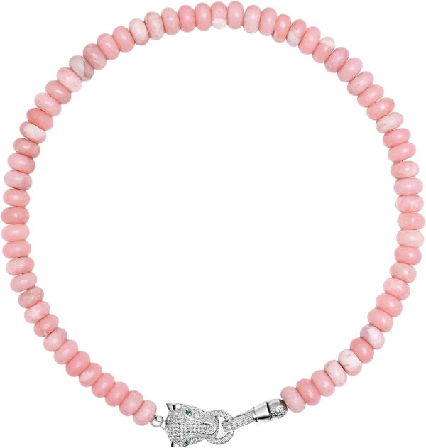 Pink Opal Choker with Panther Head