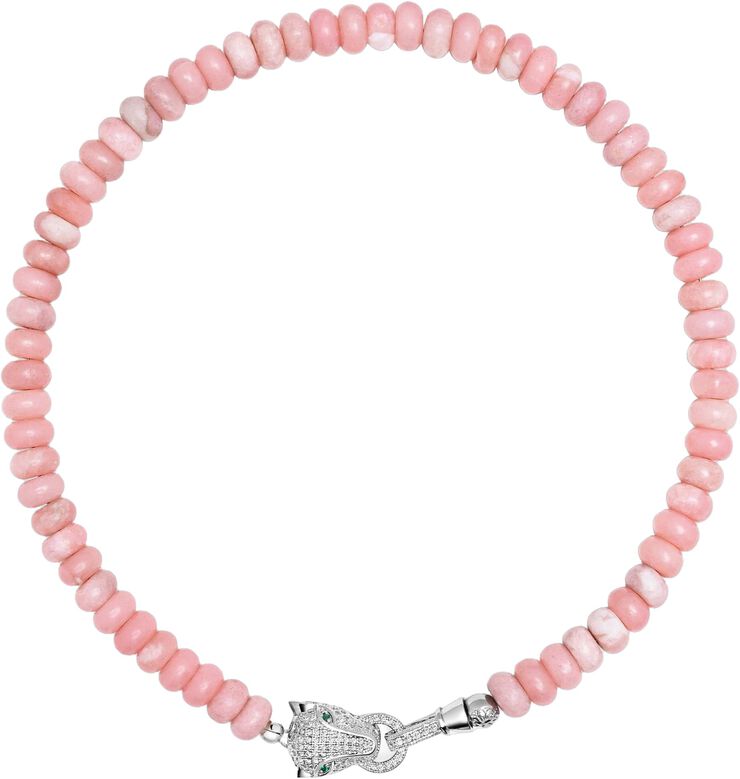 Pink Opal Choker with Panther Head