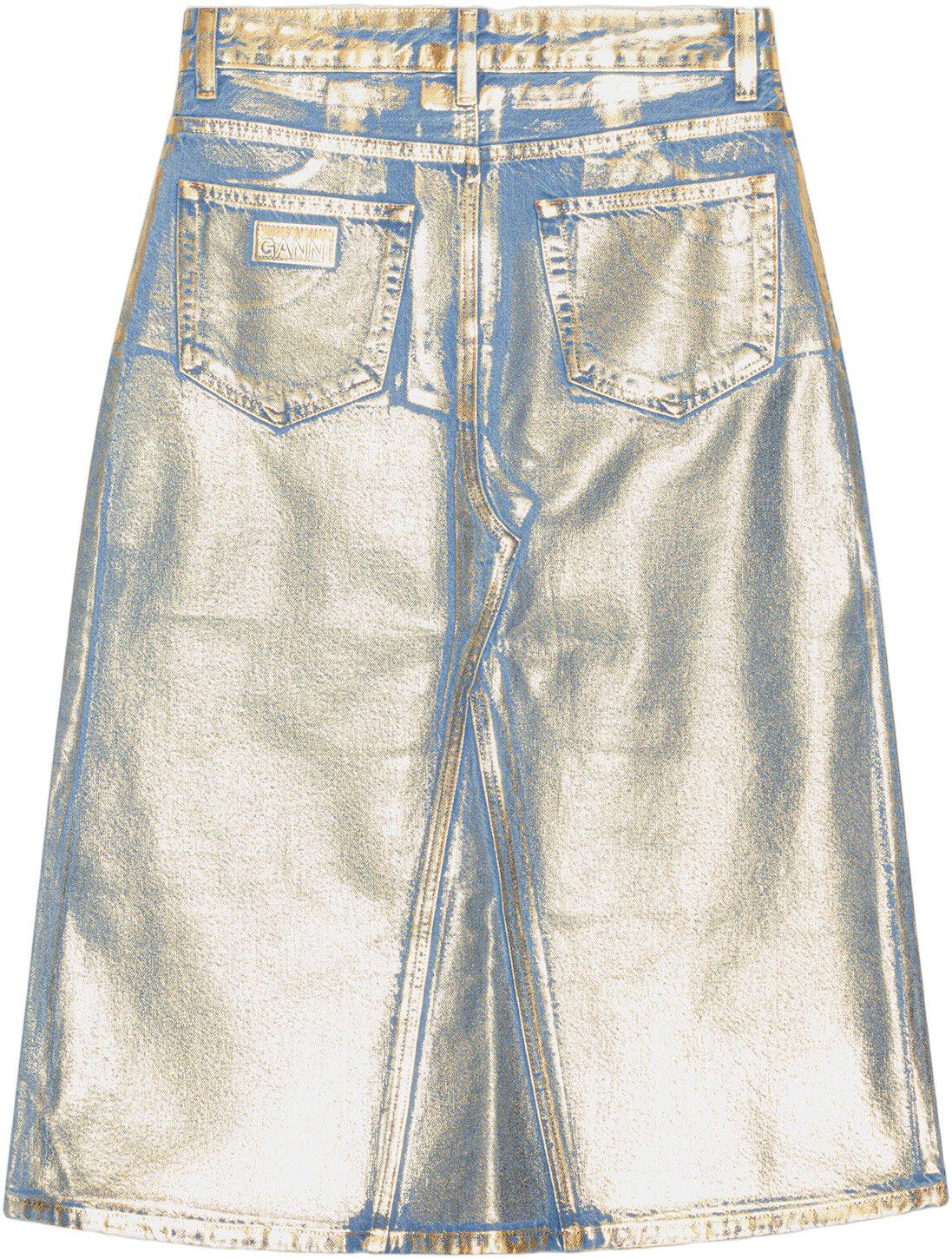 Gold Denim Midi Skirt