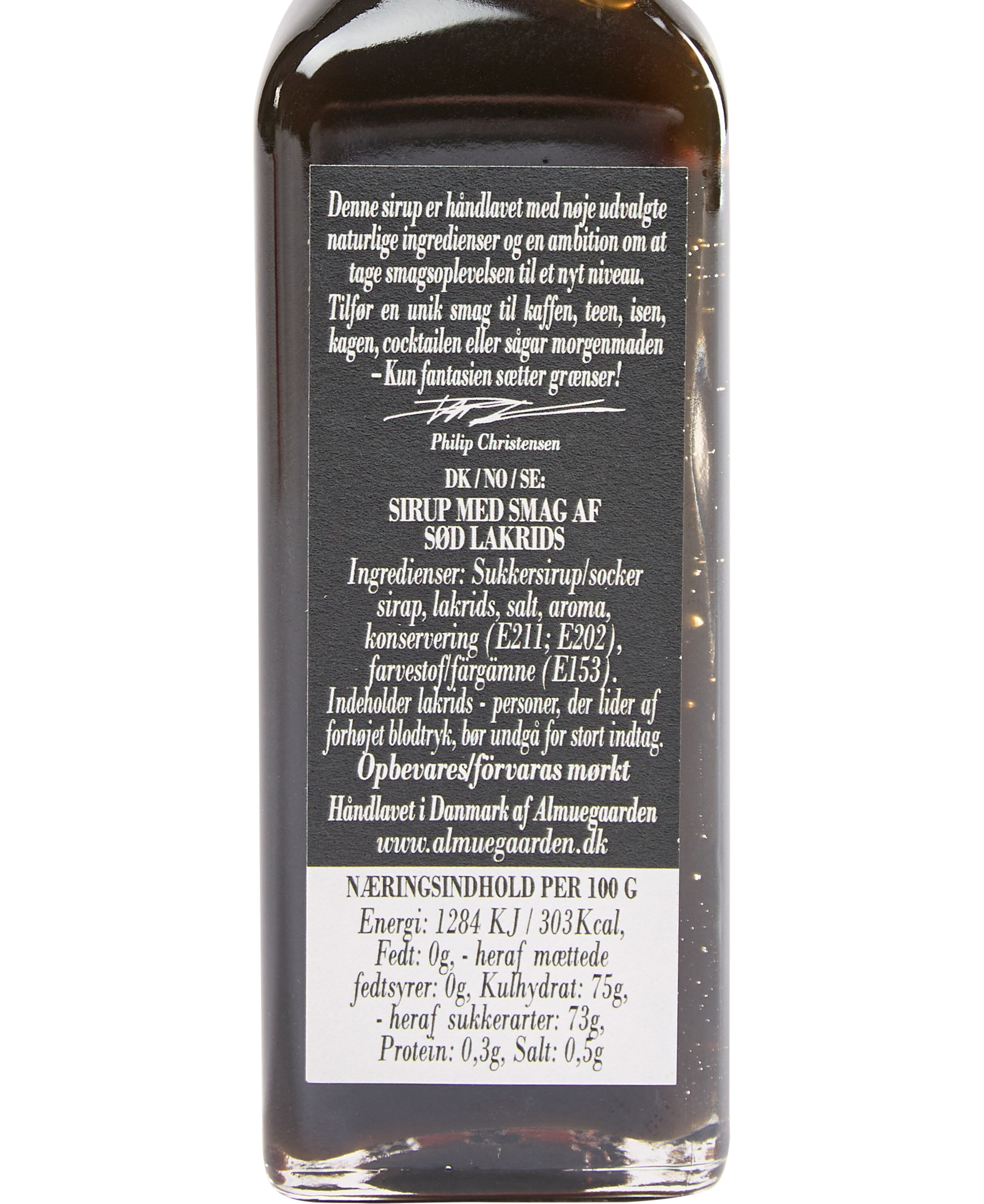 Sirup med smag af s&oslash;d lakrids