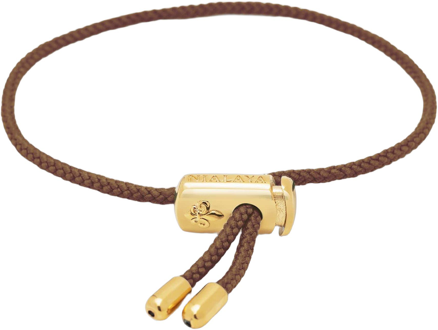 Men's Brown String Bracelet with Adjustable Gold Lock