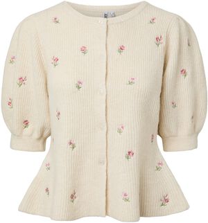 PCSILLY SS PUFF EMB KNIT CARDIGAN B