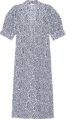 Printed Cotton V-neck Long Dress