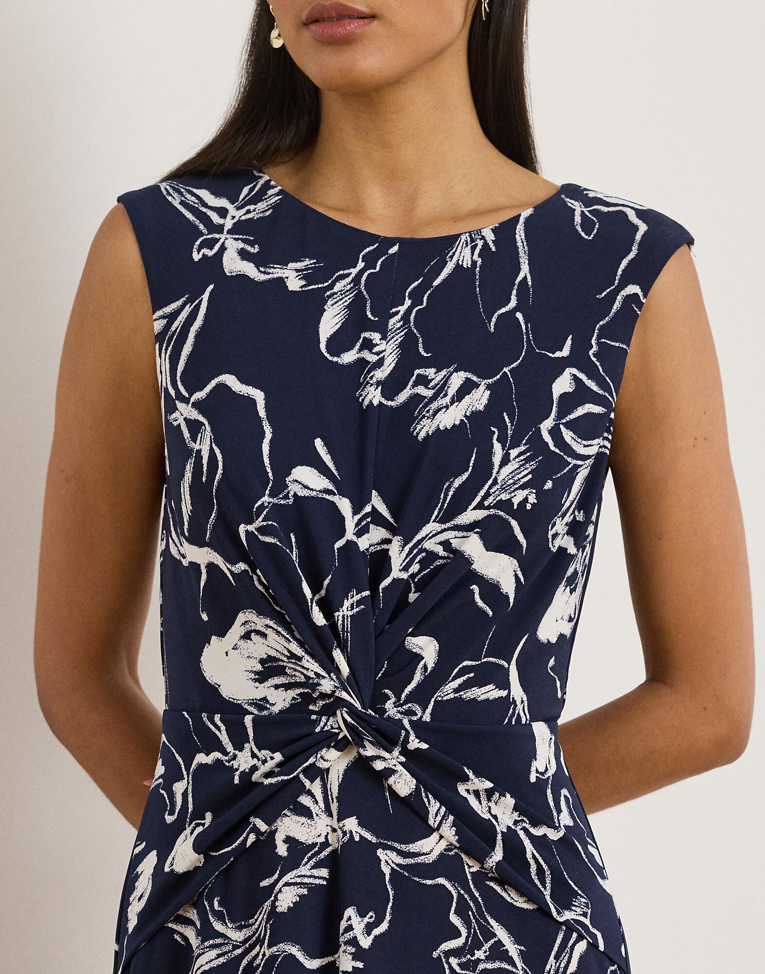Floral Twist-Front Jersey Dress