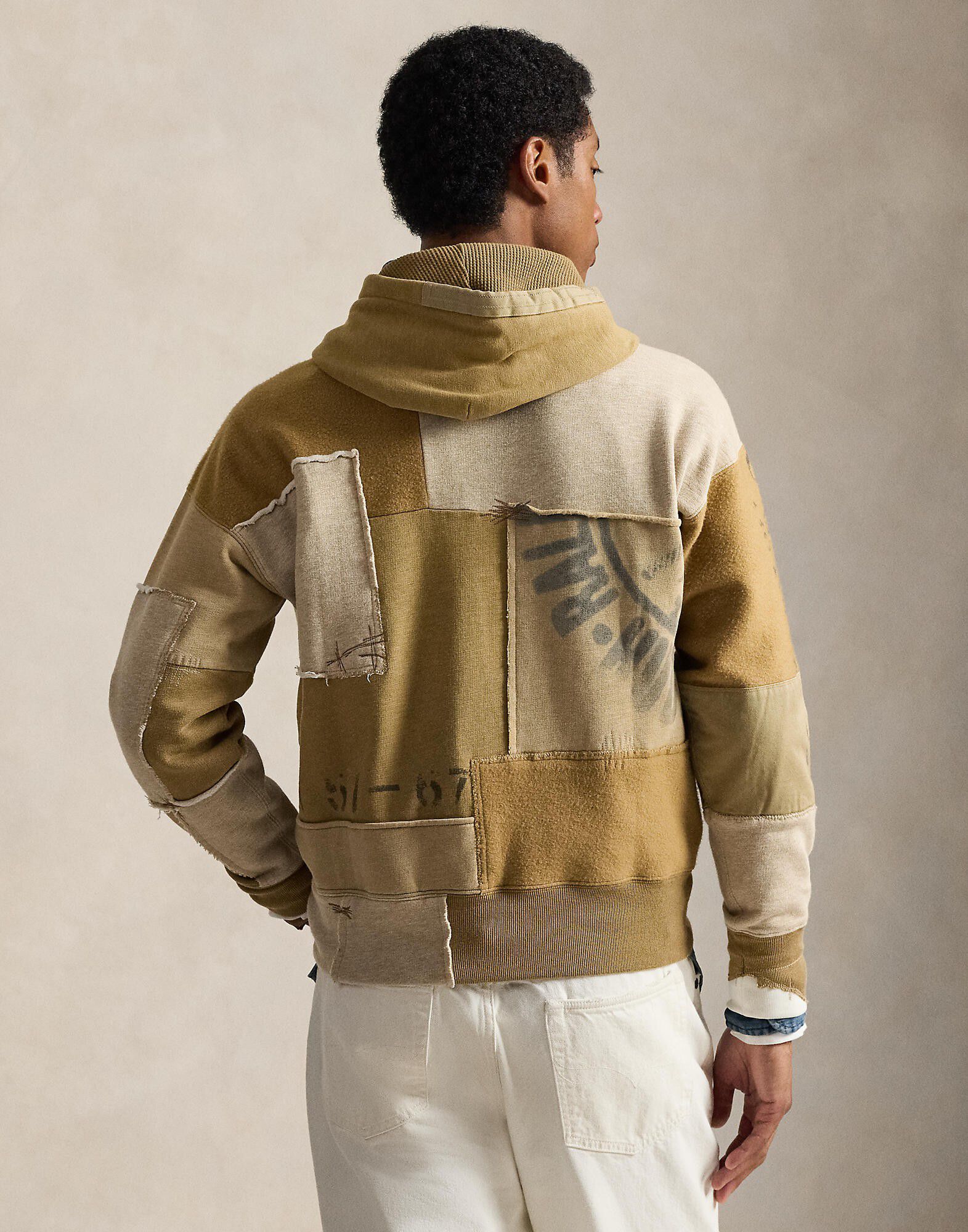 Vintage Fit Patchwork Fleece Hoodie