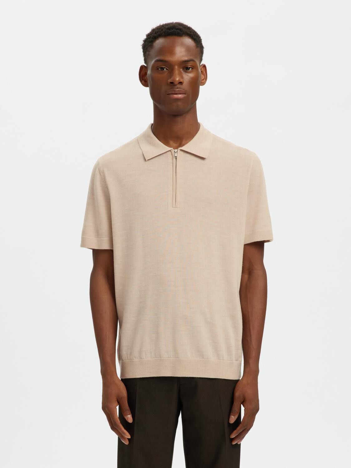 SLHTRAY SS KNIT HALF ZIP POLO NOOS