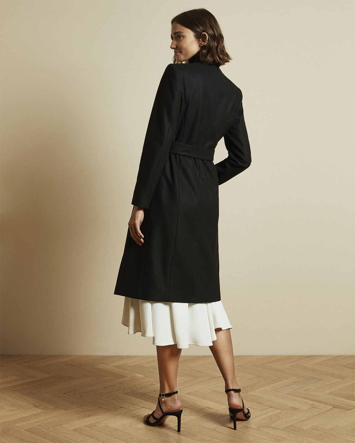 ROSE Midi Wool Wrap Coat With Shoul