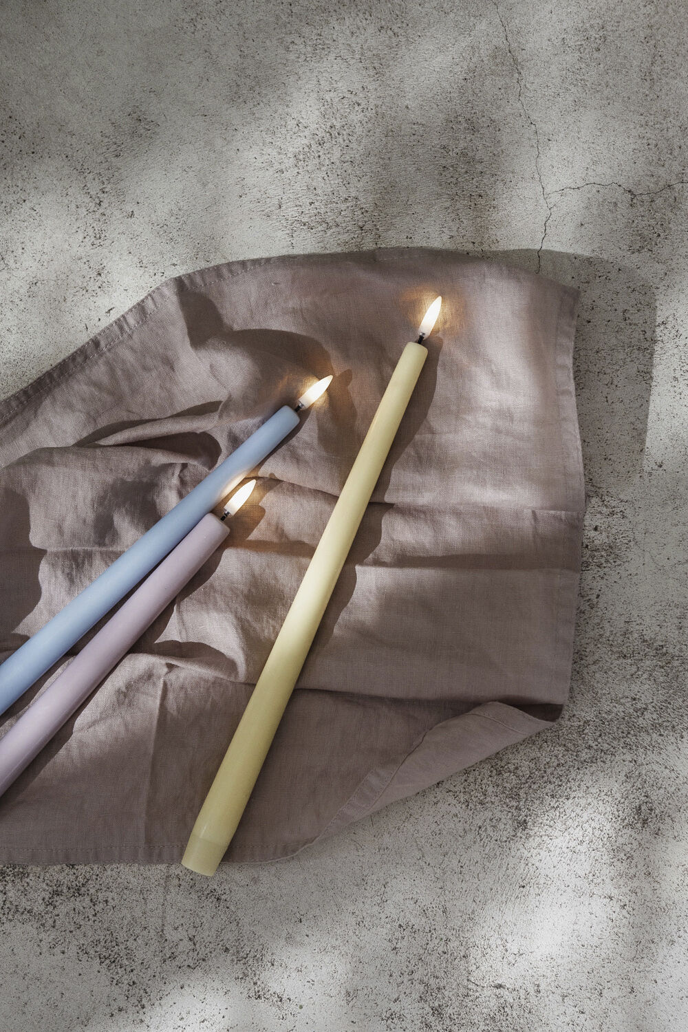 LED taper candle, Skype blue, smooth, 2-pack, 2,3x25 cm