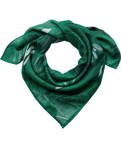Palm Frond-Print Twill Square Scarf