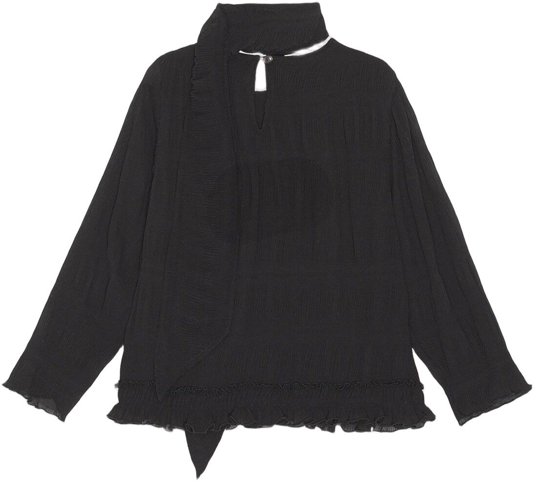 Pleated Georgette Scarf Blouse