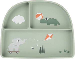 Stick&Stay inddelt tallerken Playground Gr&oslash;n