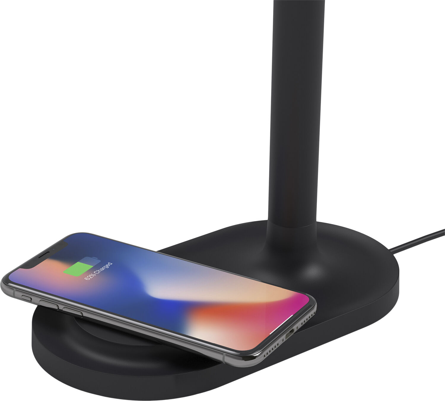 Emendo lampe med Qi tr&aring;dl&oslash;s oplader Black