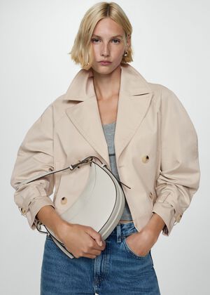 Cropped trench coat with lapels