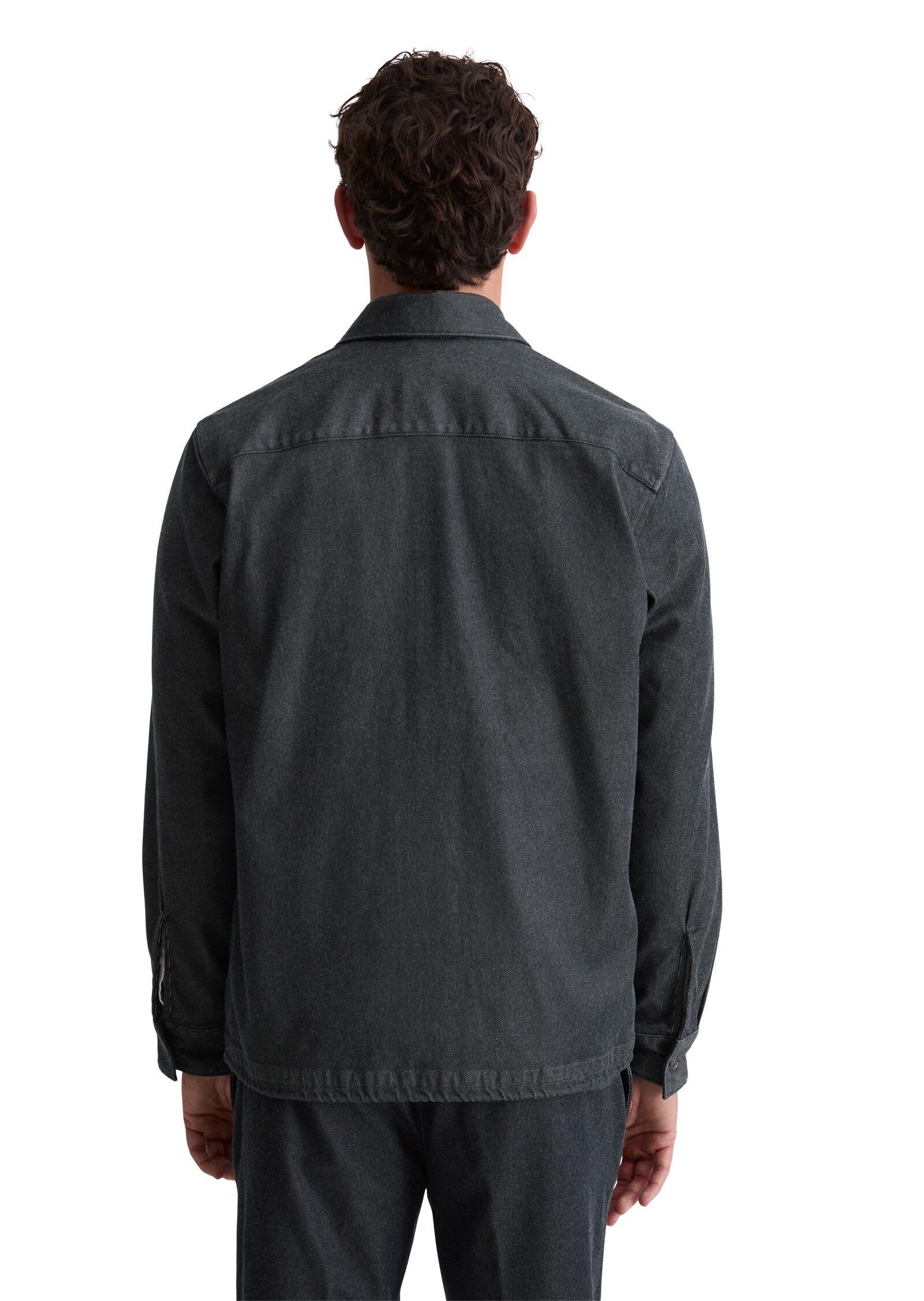 Overshirt with camp collar,zipper a