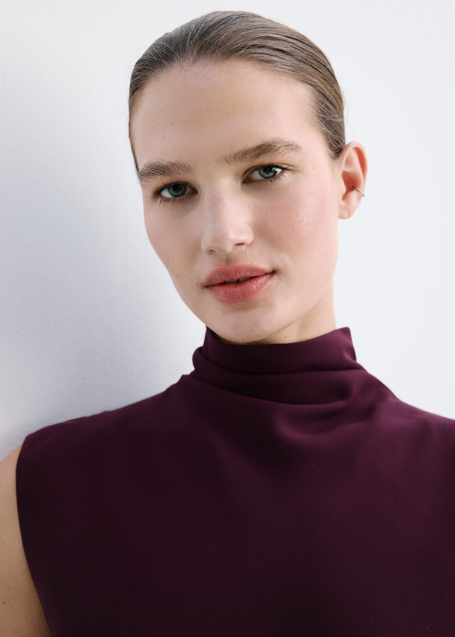 Long dress with draped neck