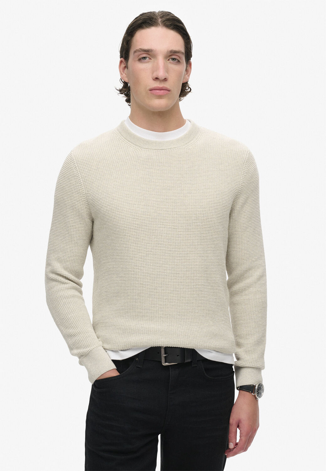 TEXTURED CREW KNIT JUMPER