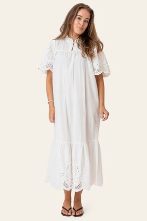 SolveigIC Long Dress - White Embroi