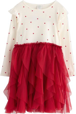 Myk kjole i ribbestrikket jersey og