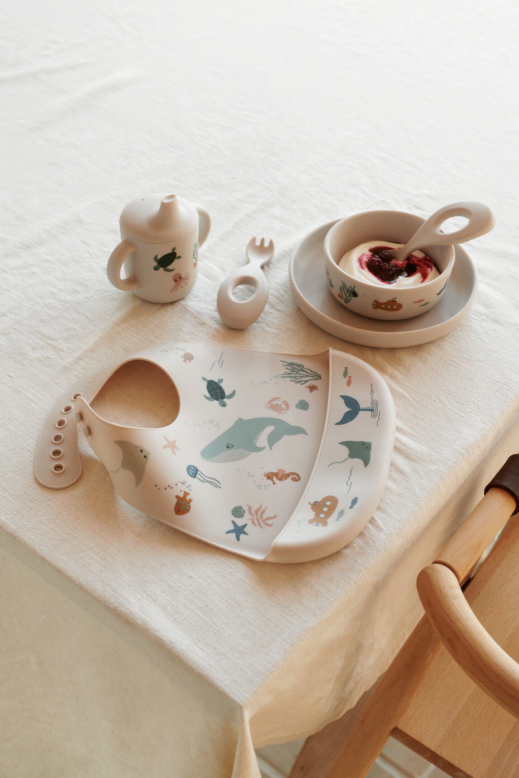 Tilda Printed Bib 2-Pack Sea creatu