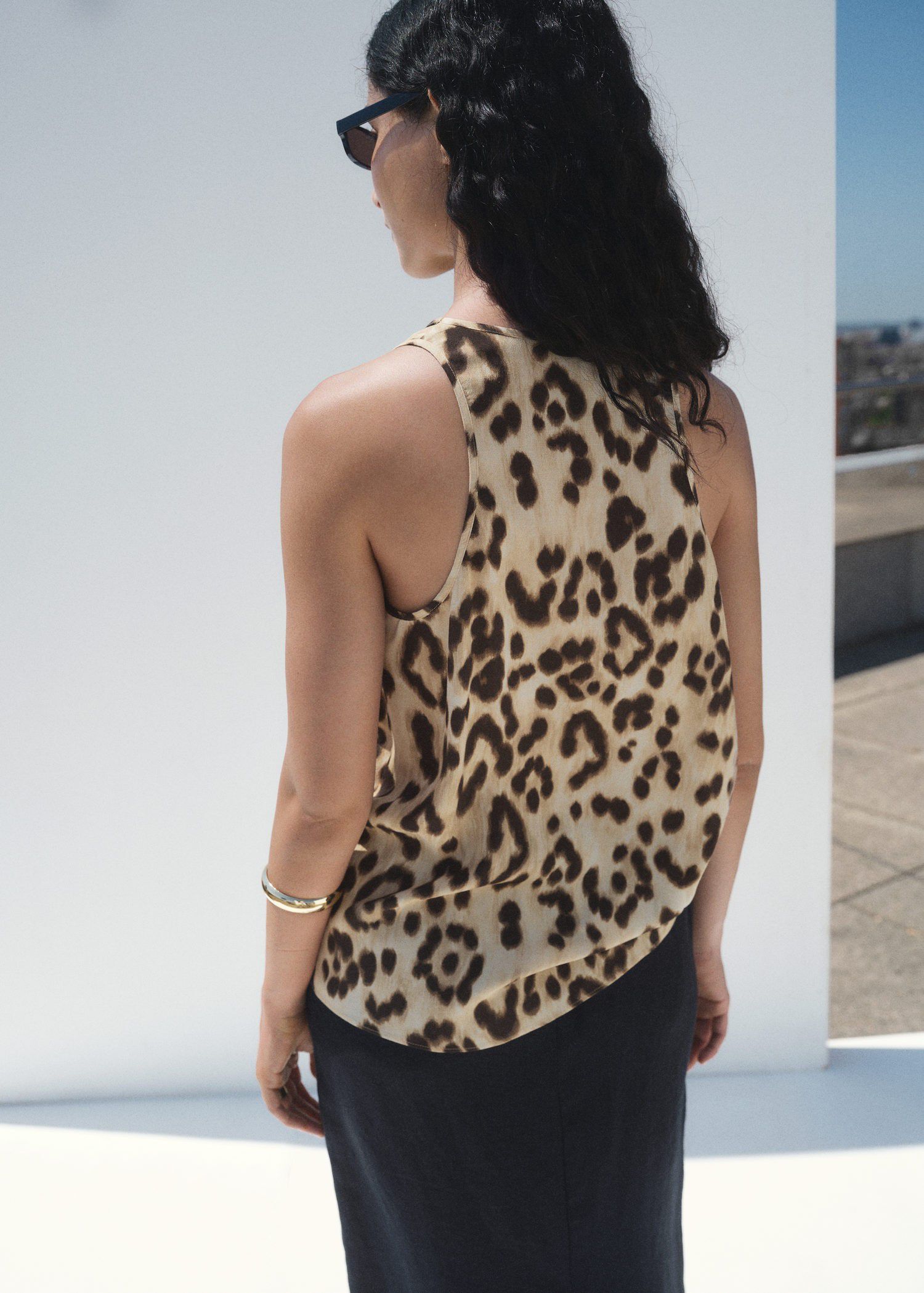 Animal print fluid top