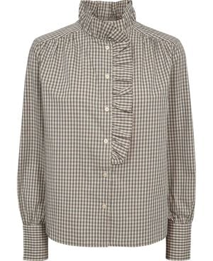 Ellen 4 Check Cotton Frill Shirt - 100% Cotton GOTS