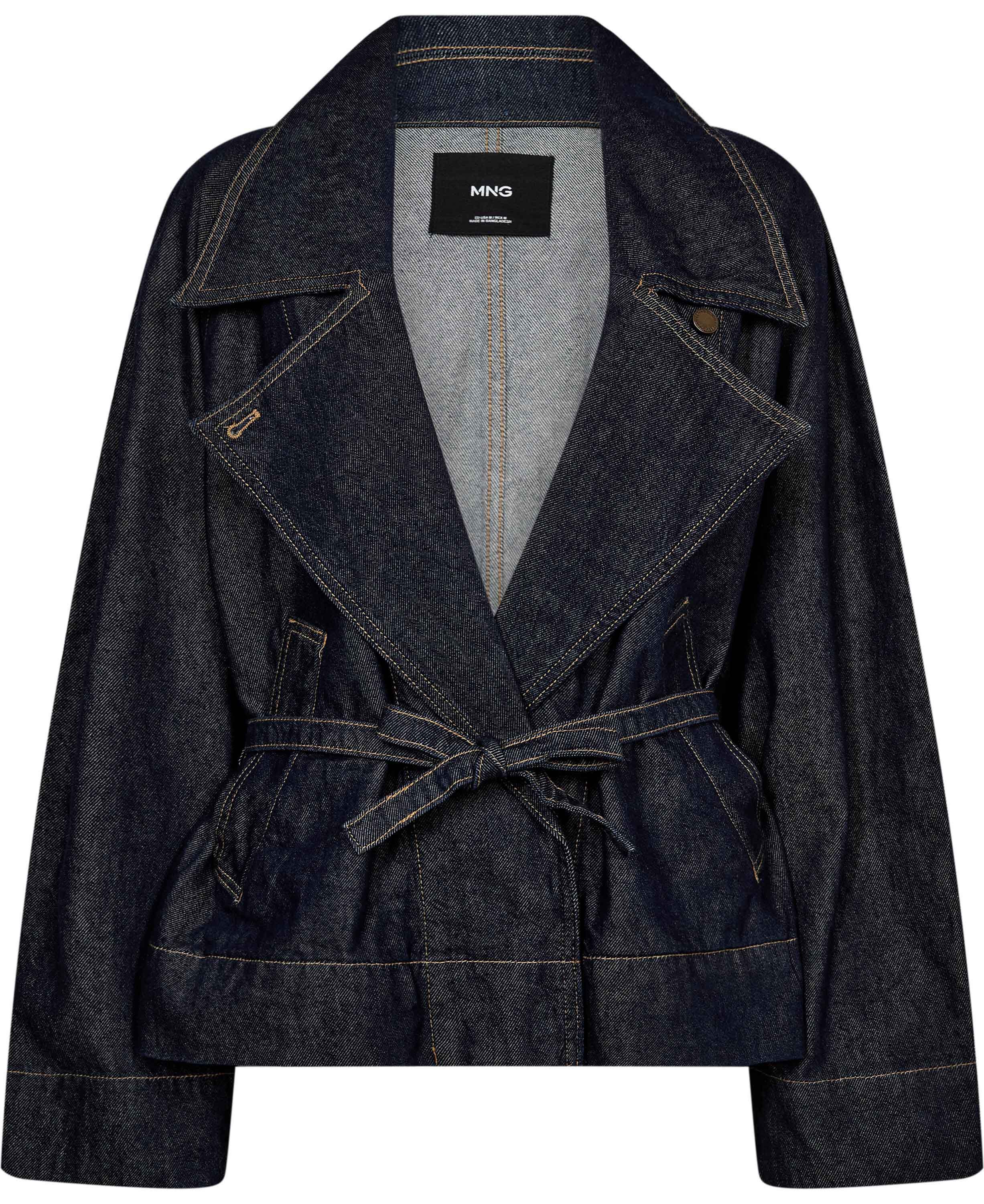 Belt denim trench