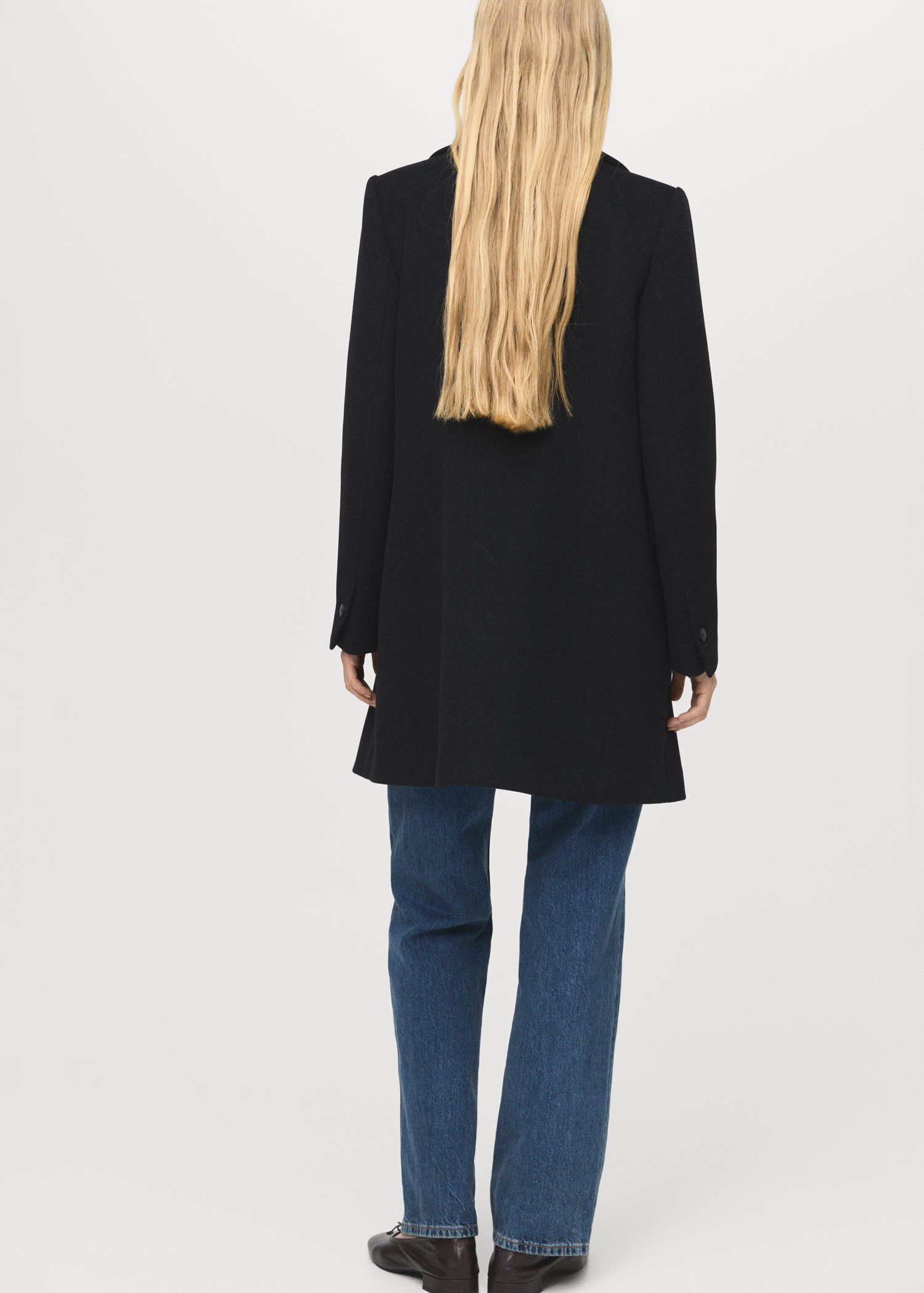 Double-breasted wool blend coat