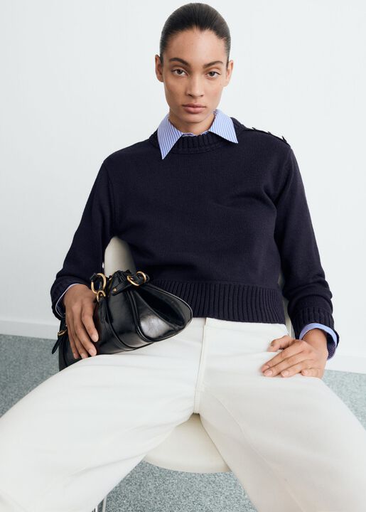 Knitted sweater with jewel buttons