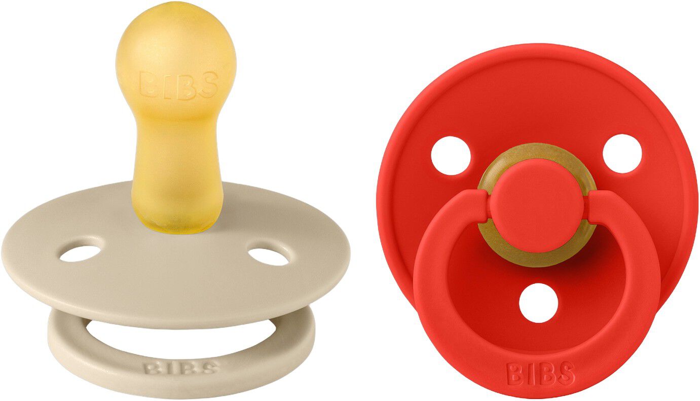 BIBS Pacifier Colour 2 PACK Latex Size 2 Vanilla/Candy Apple