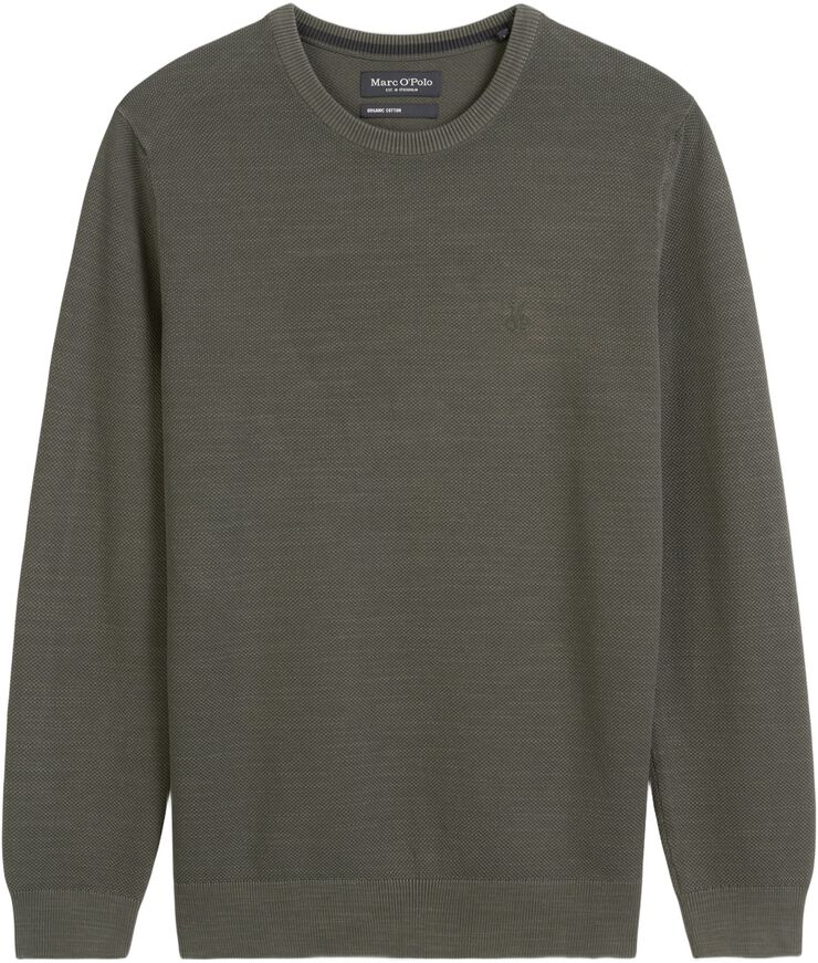 Crewneck, cotton slub, piqué struct