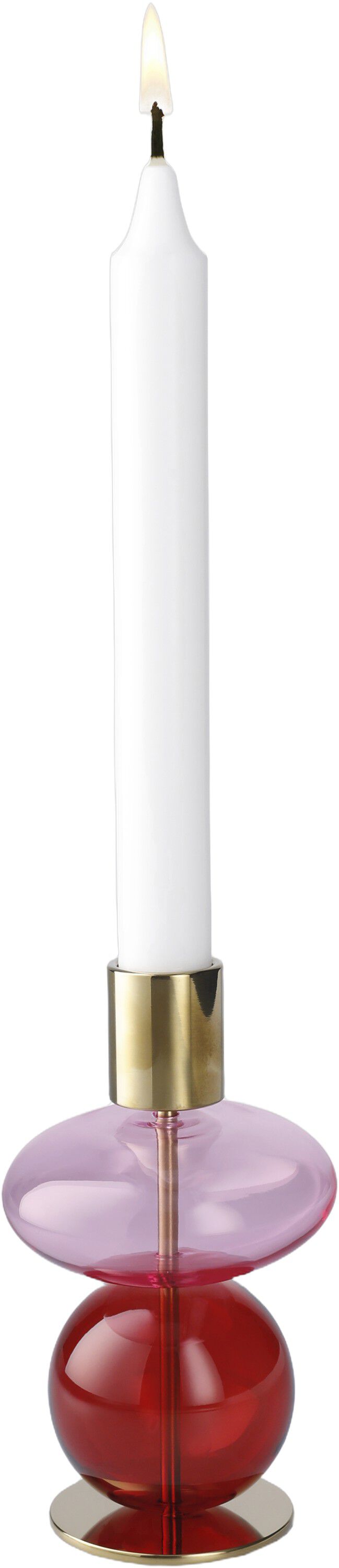 Bubble Lysestage H14 cm pink/r&oslash;d