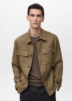 100% linen overshirt with pockets