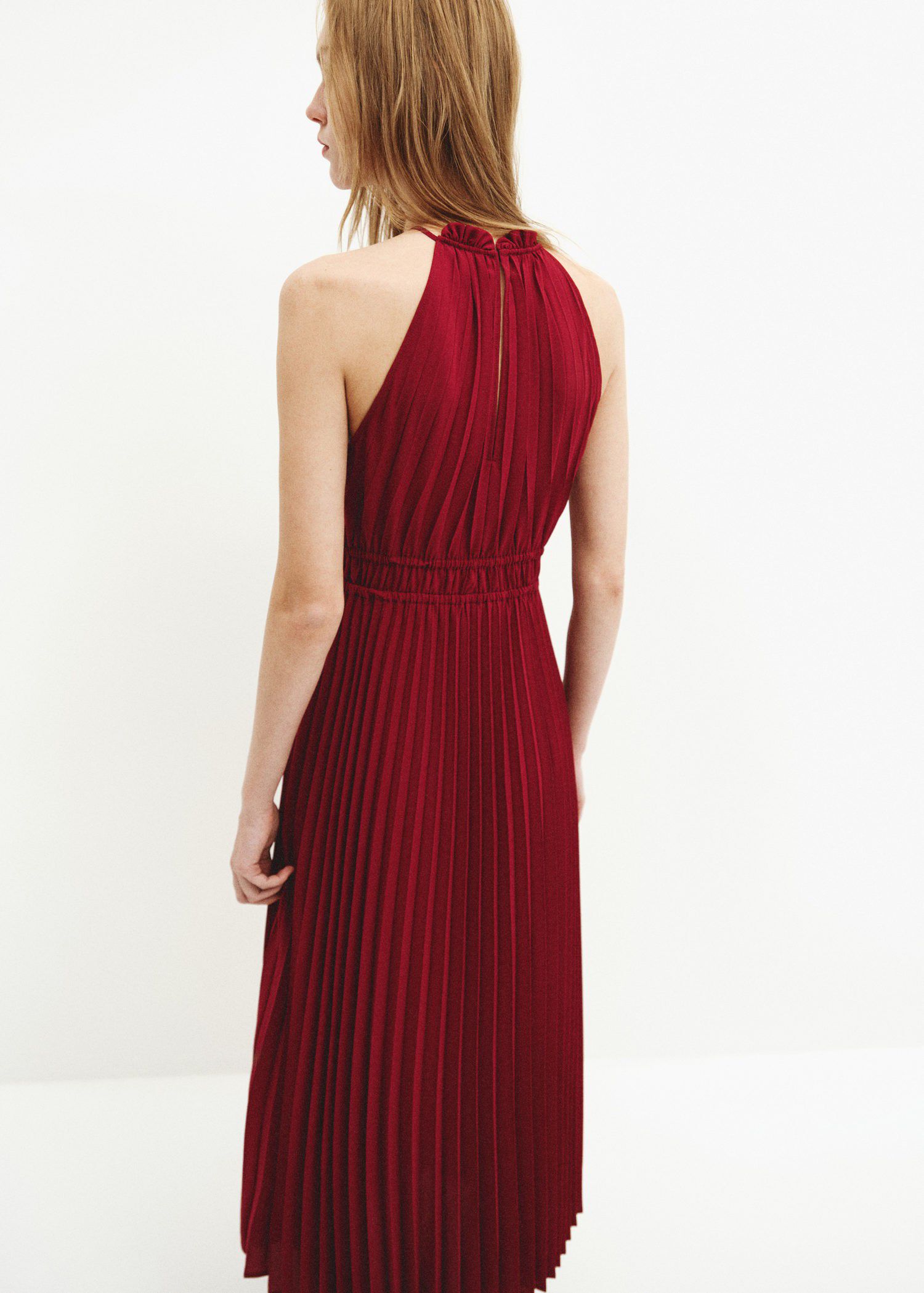 Pleated halter neck dress