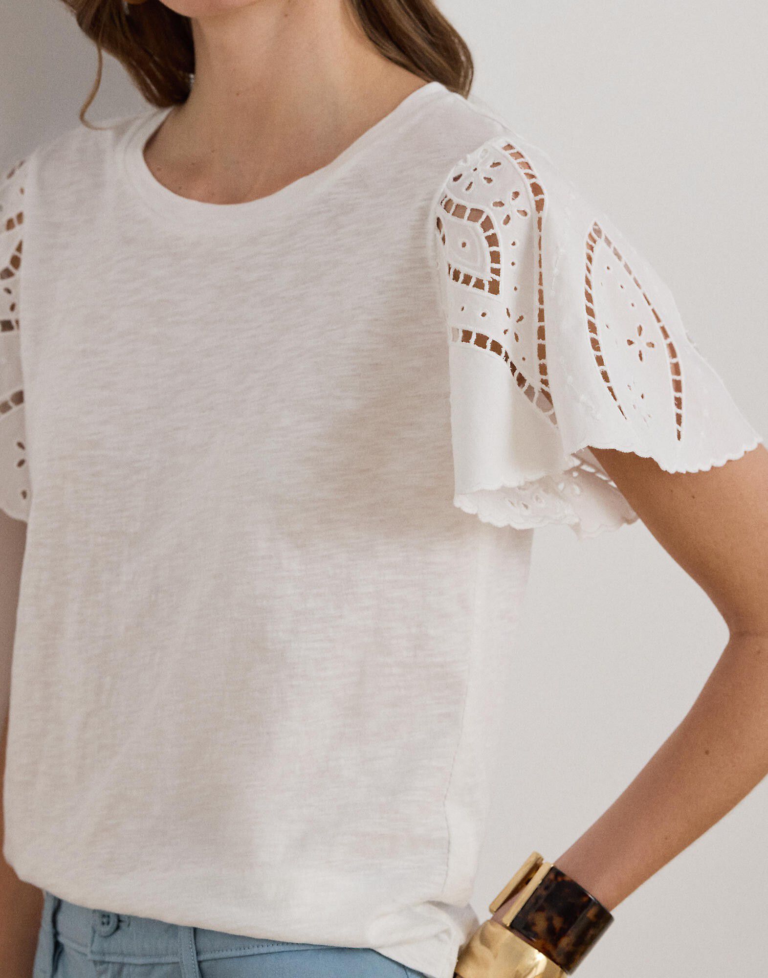 Eyelet Cotton Jersey & Broadcloth Top