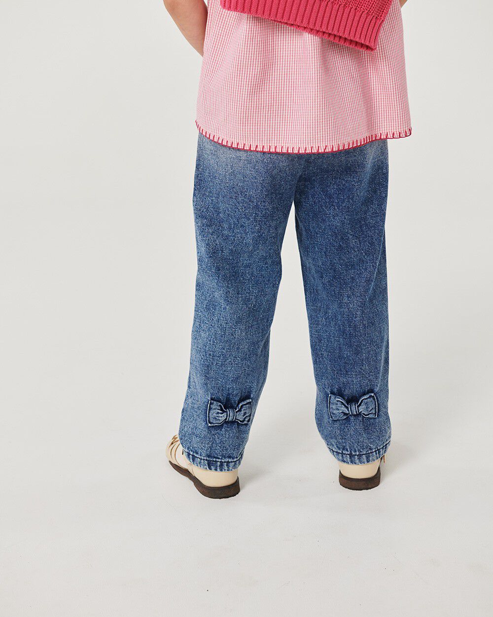 FRILL DENIM PANTS W. BOW