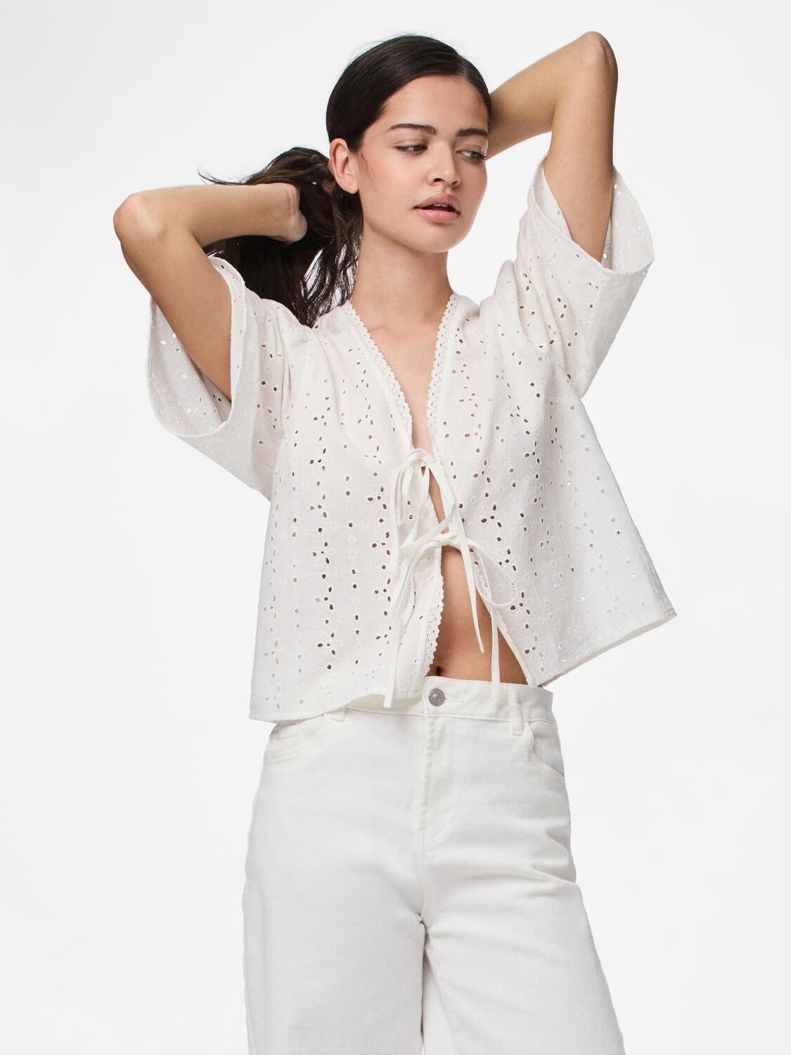 PCTYLA 2/4 V-NECK TIE TOP WVN D2D P