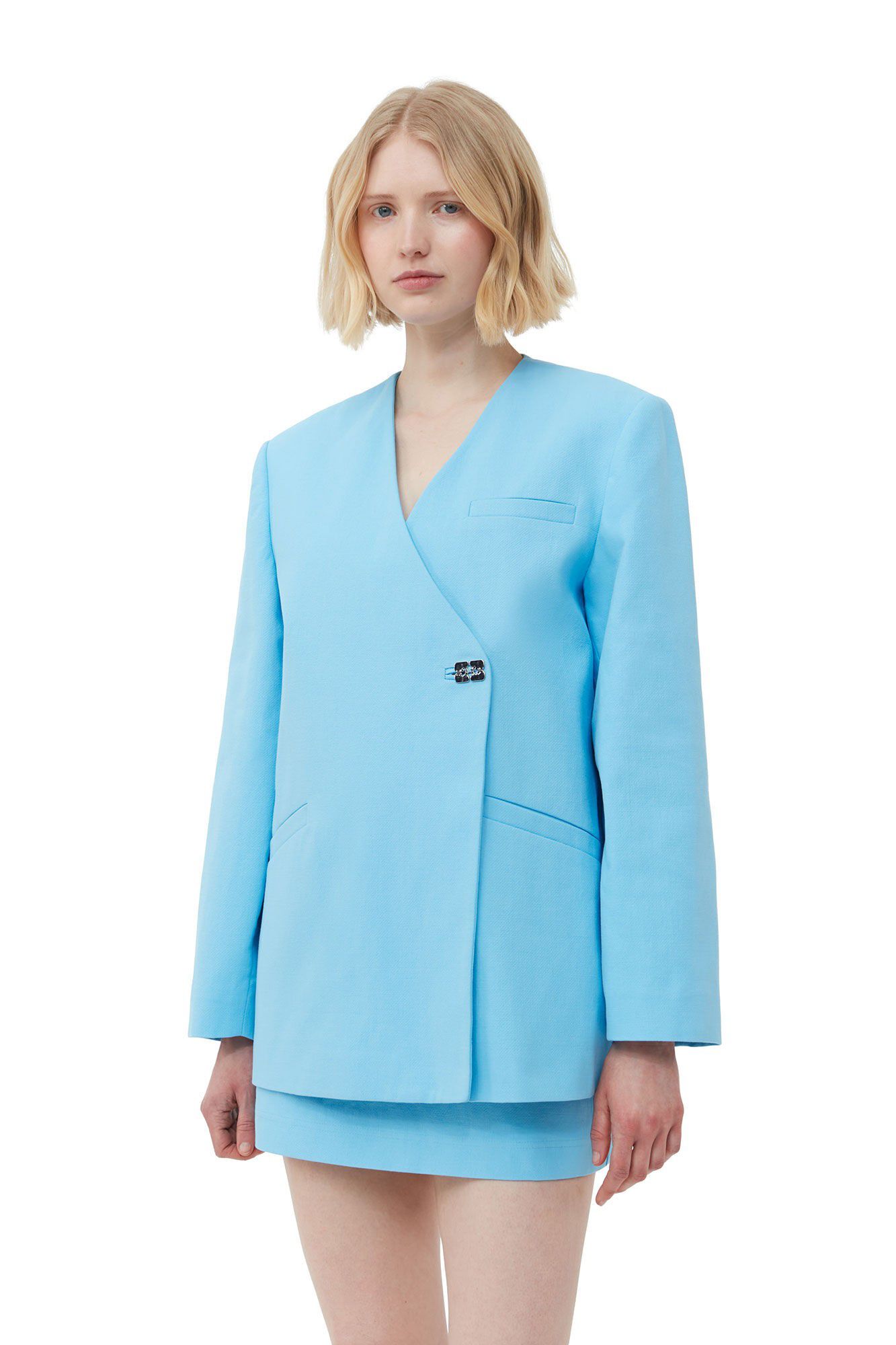 Cotton Suiting Boxy Blazer