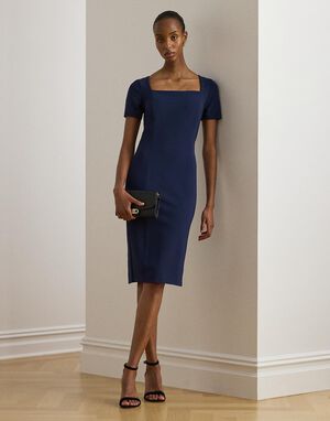 Faille Short-Sleeve Cocktail Dress