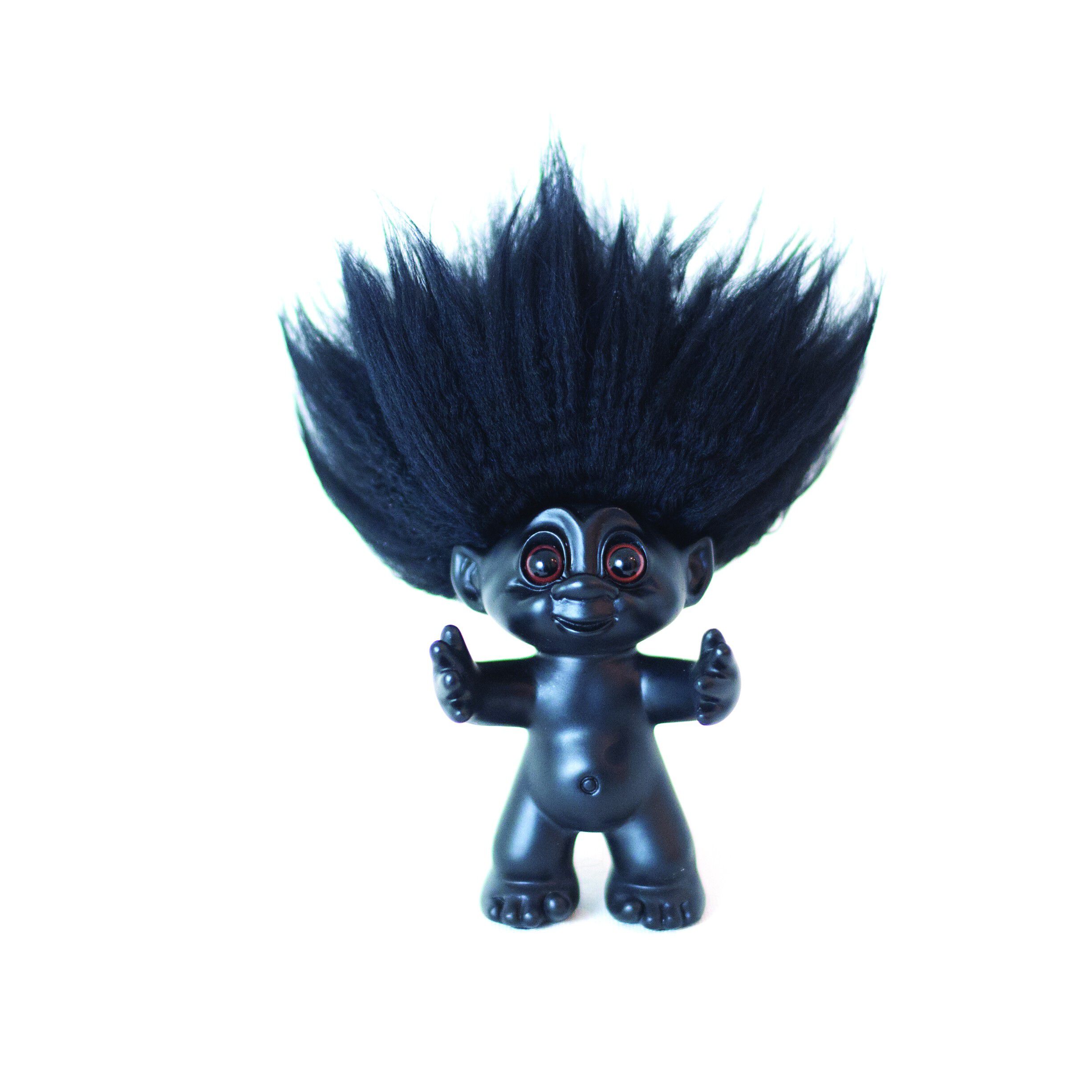 Lykketrold, mat sort, 9 cm